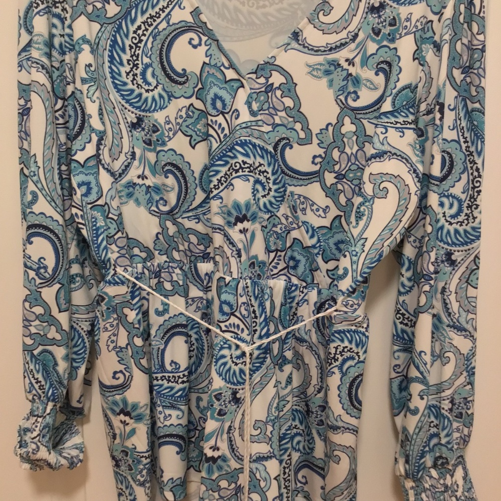 Venus Paisley Long Sleeve Top with Tie at Waist - Size L - Picture 7 of 7